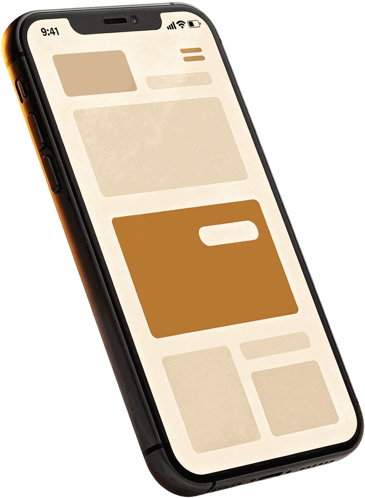 Celular exibindo um site pronto